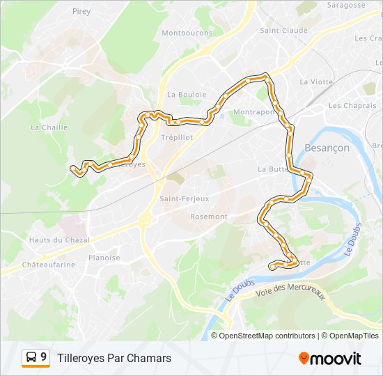 9 bus Line Map