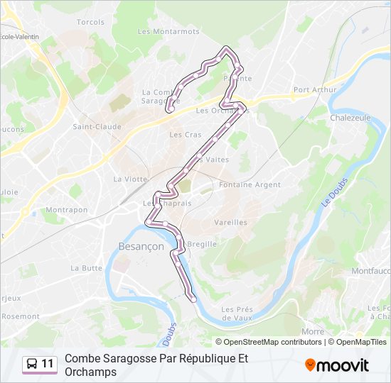 Plan de la ligne 11 de bus