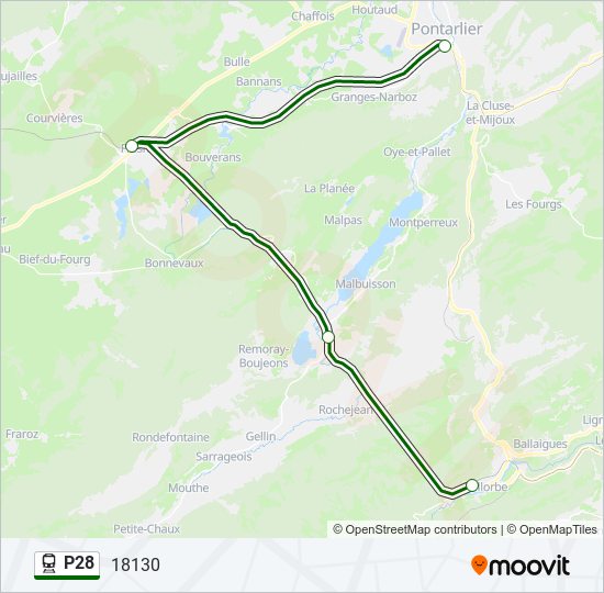 Plan de la ligne P28 de train