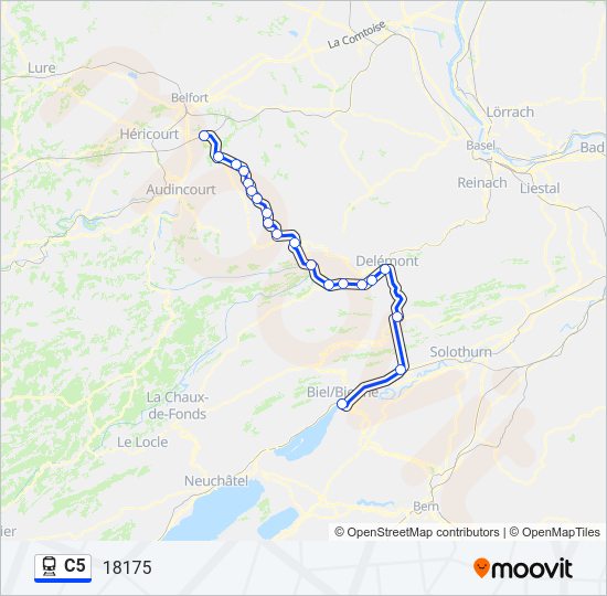 Plan de la ligne C5 de train