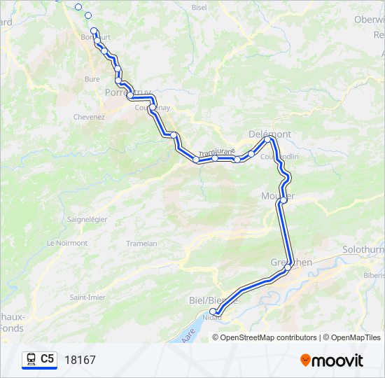 Plan de la ligne C5 de train