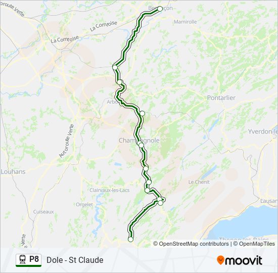 Plan de la ligne P8 de train