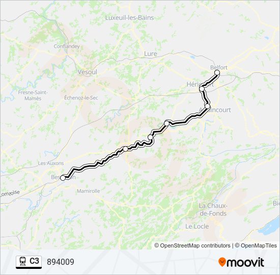 Plan de la ligne C3 de train