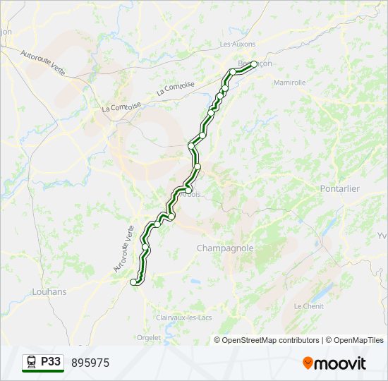 Plan de la ligne P33 de train