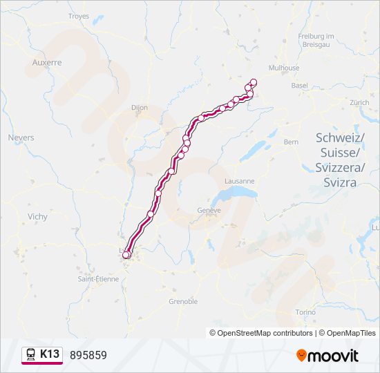 Mapa de K13 de tren