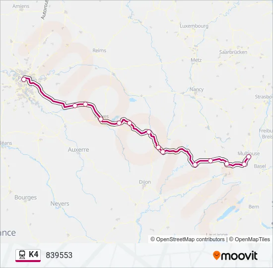 K4 Train Line Map