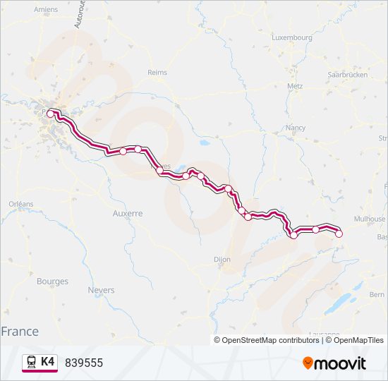 Plan de la ligne K4 de train