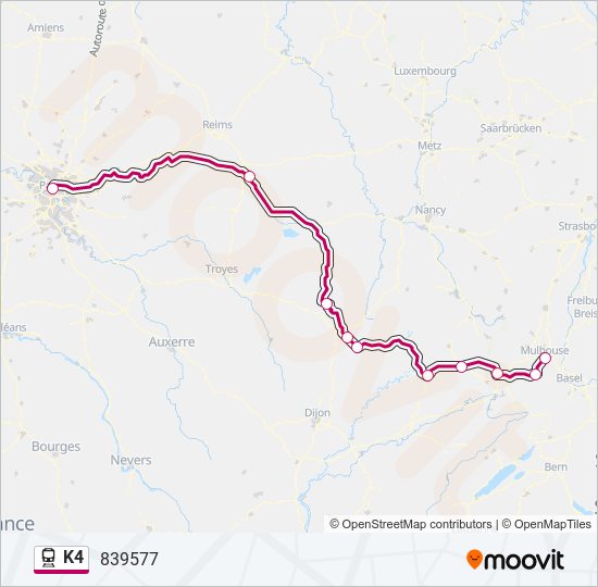 Plan de la ligne K4 de train