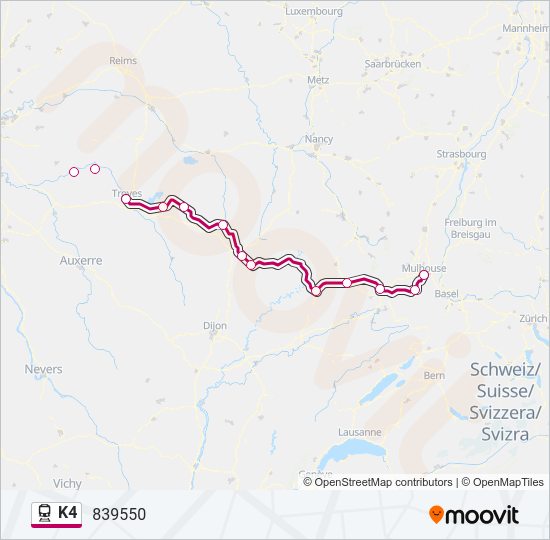 Plan de la ligne K4 de train