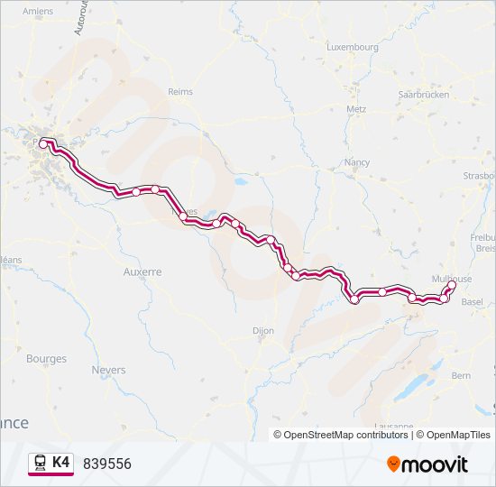 Mapa de K4 de tren