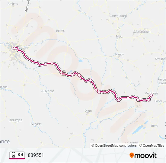 K4 Train Line Map