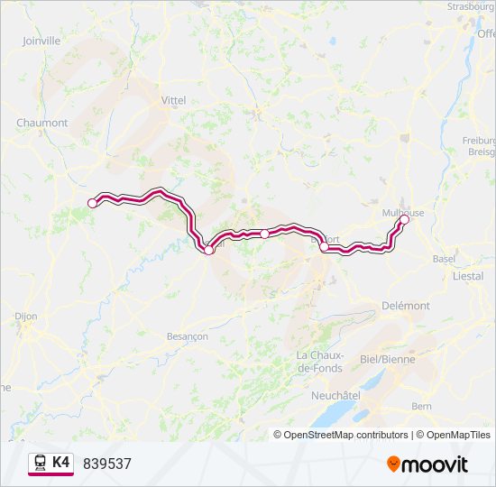 K4 train Line Map