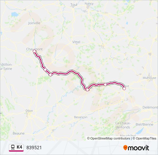 Mapa de K4 de tren