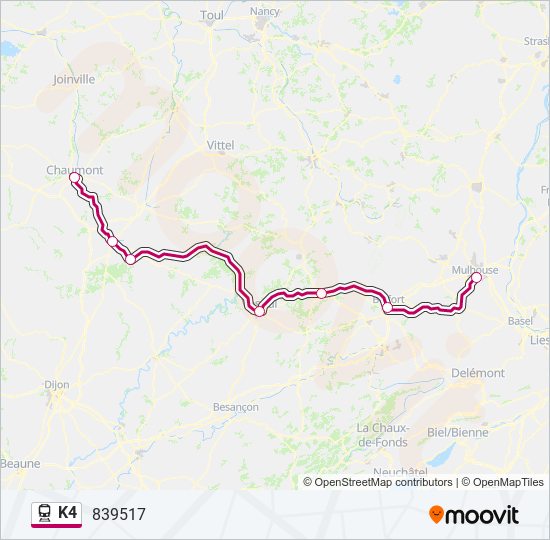 Mapa de K4 de tren