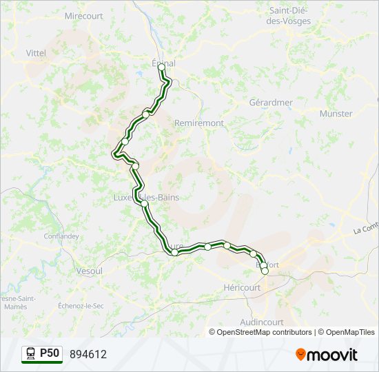 Plan de la ligne P50 de train