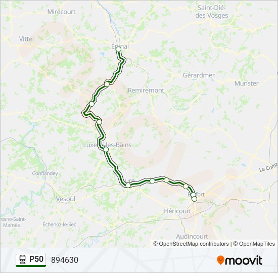 Mapa de P50 de tren