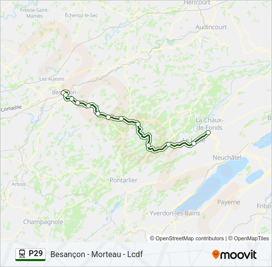 Plan de la ligne P29 de train