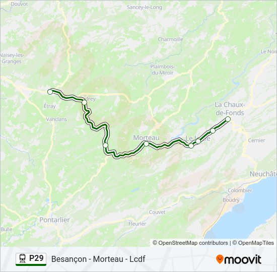 Plan de la ligne P29 de train