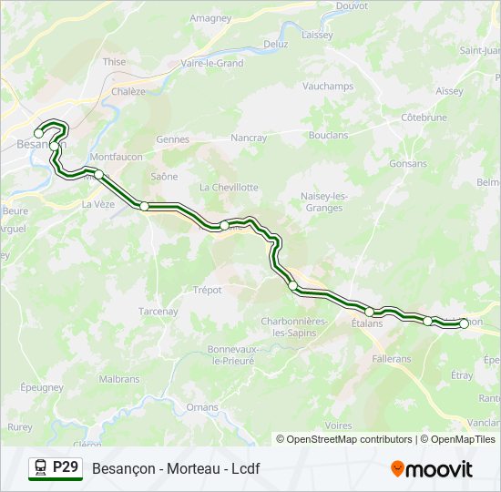 Plan de la ligne P29 de train