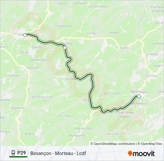 Plan de la ligne P29 de train