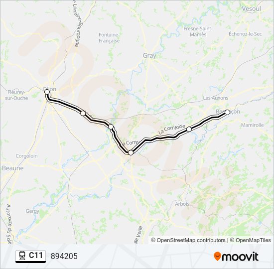 Plan de la ligne C11 de train