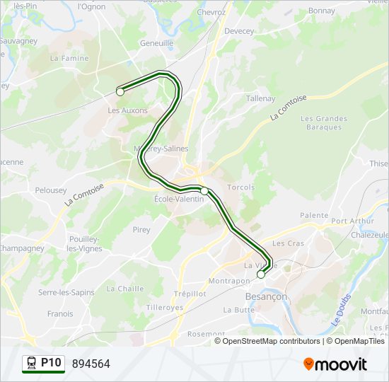 Plan de la ligne P10 de train