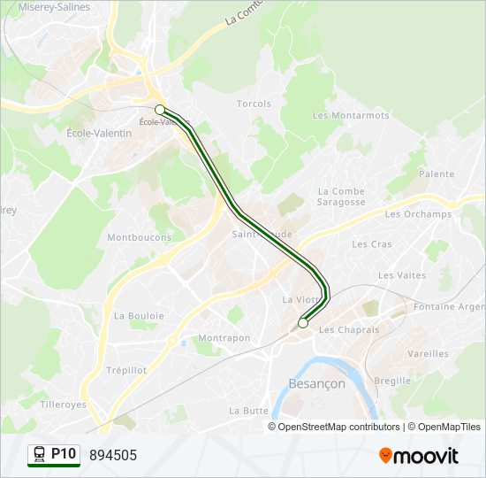 Plan de la ligne P10 de train
