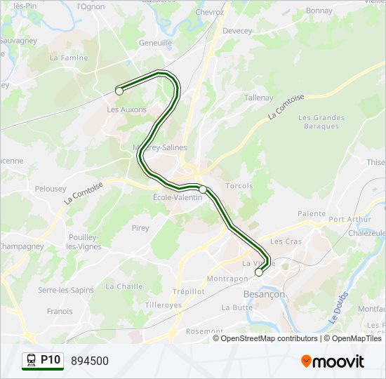 Plan de la ligne P10 de train