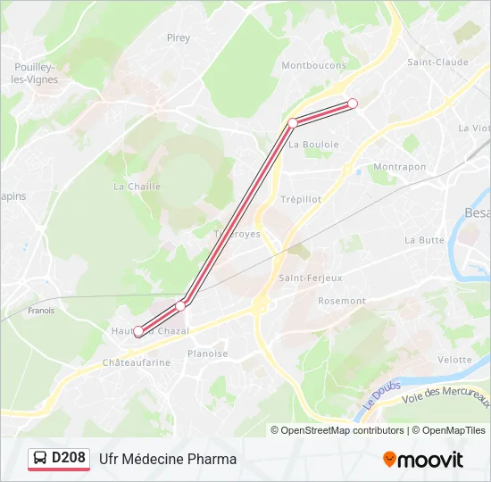 D208 Bus Line Map