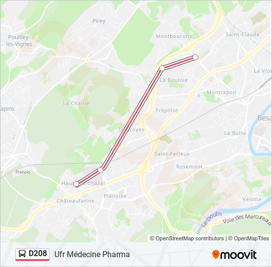 D208 bus Line Map