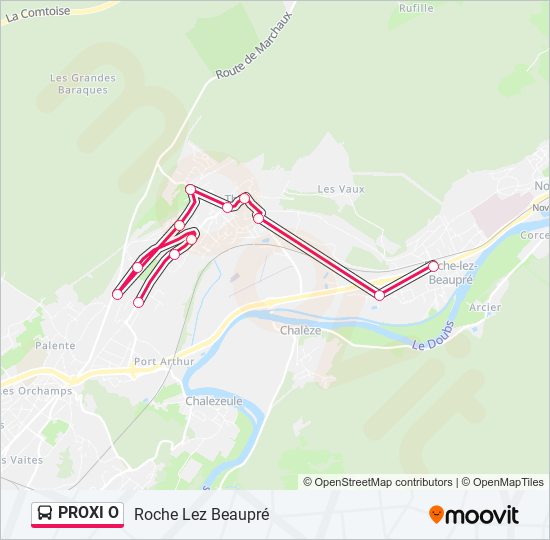 Plan de la ligne PROXI O de bus