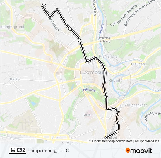 Buslinie E32 Karte