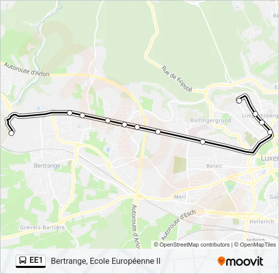 EE1 Bus Line Map