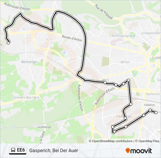 Plan de la ligne EE6 de bus