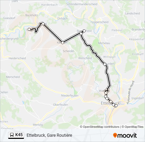 K45 bus Line Map