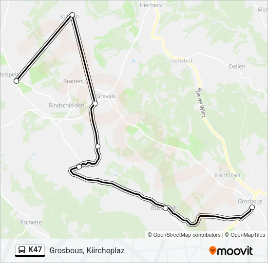 K47 Bus Line Map