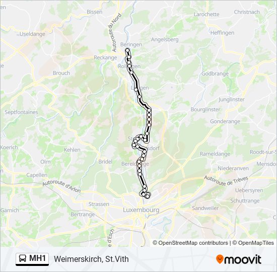 Plan de la ligne MH1 de bus