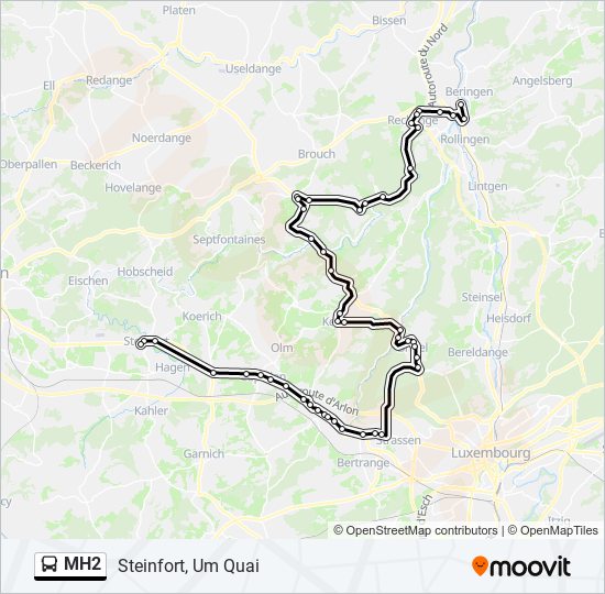 Plan de la ligne MH2 de bus