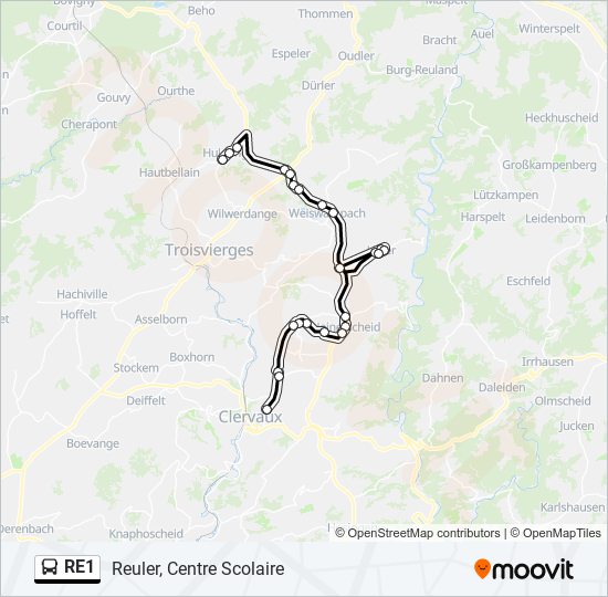 RE1 bus Line Map