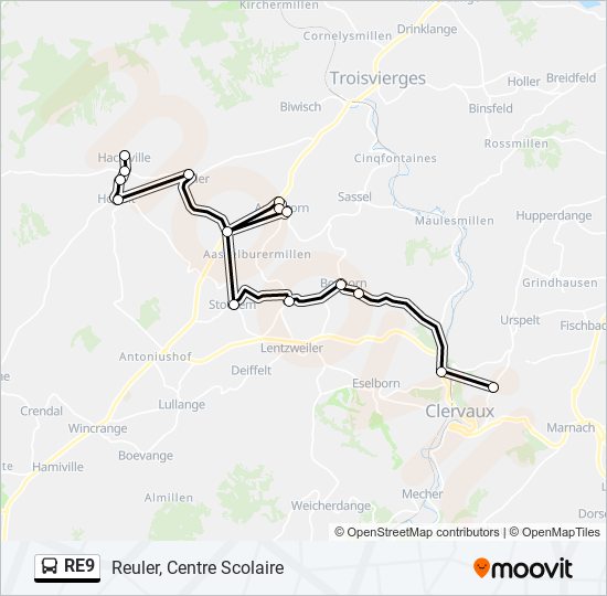 RE9 bus Line Map