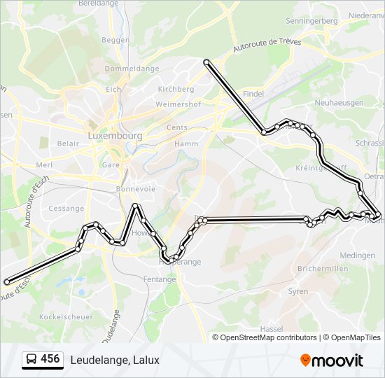 Plan de la ligne 456 de bus