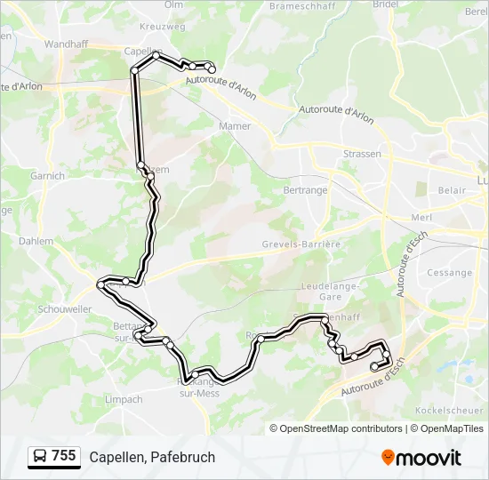 755 Bus Line Map