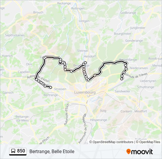 Plan de la ligne 850 de bus