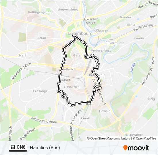 CN8 Bus Line Map