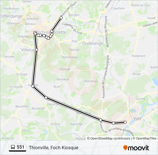 551 Bus Line Map