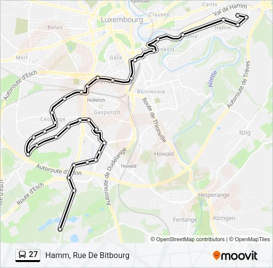 27 Bus Line Map