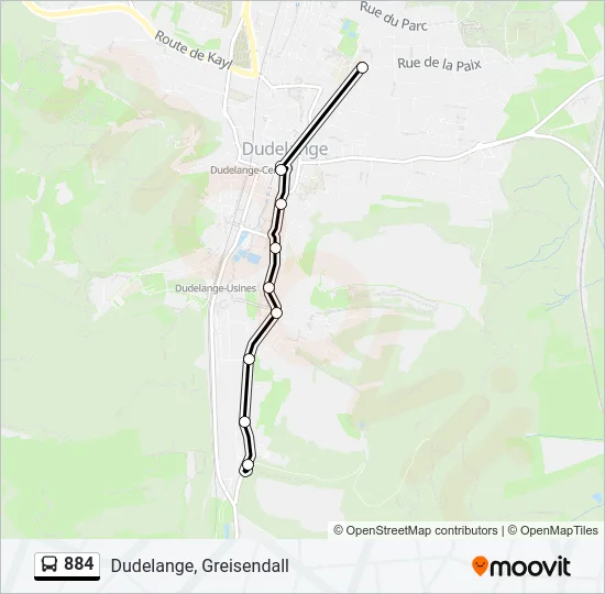 884 Bus Line Map