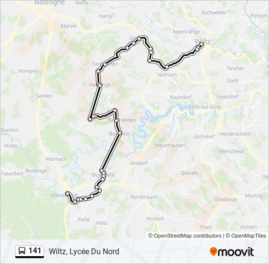 Plan de la ligne 141 de bus