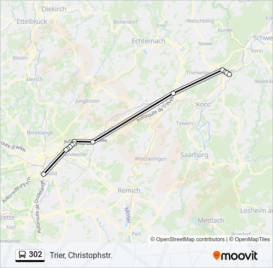 302 bus Line Map