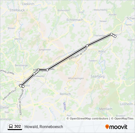 302 bus Line Map